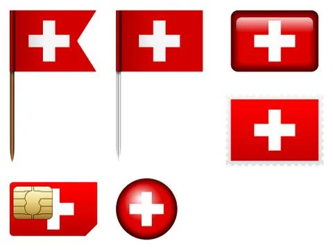 Switzerland flag set Stock Illustration