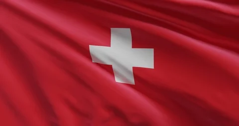 Switzerland Flag, Swiss Slow Motion Animation (3D Rendering) Stock Footage