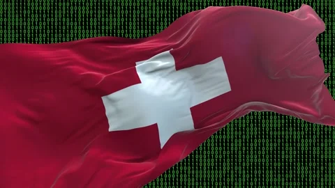 Switzerland flag - Waving flag on matrix binary code background Stock Footage 321421910