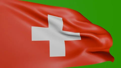 Switzerland flag waving in the loop on the wind on green screen. Stock Footage 301562092