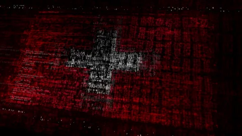 Switzerland flag waving with security code Stock Footage 347006245