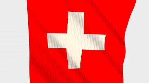 Switzerland flag waving in the wind on a grey background Vídeos de archivo 343221414