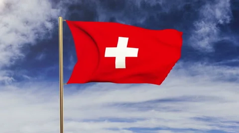 Switzerland flag waving in the wind. Looping sun rises style.  Animation loop Stock Footage 47985373