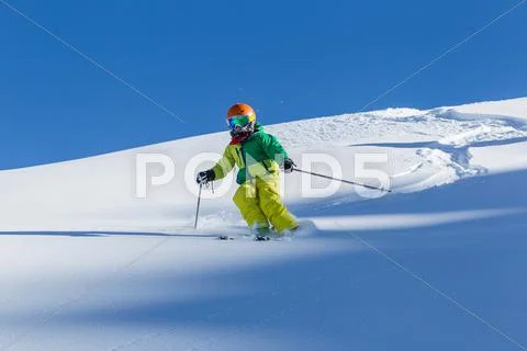 Switzerland, Grisons, Obersaxen, Boy Skiing