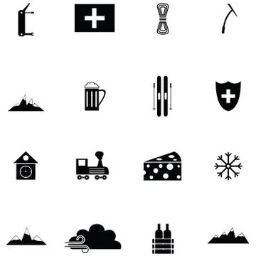 Switzerland icon set Stock Illustration