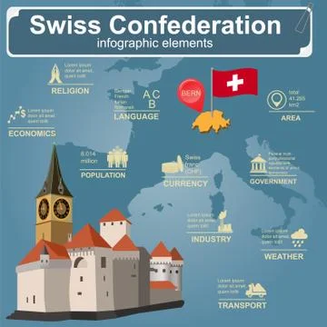 Switzerland infographics, statistical data, sights Stock Illustration
