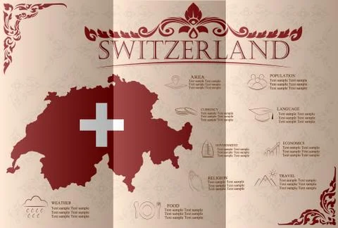 Switzerland infographics, statistical data, sights. Vector illustration Illustrazione stock