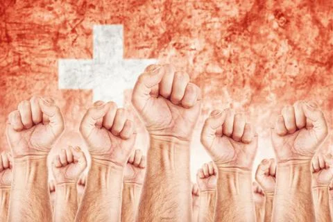 Switzerland labour movement, workers union strike Stock Illustration