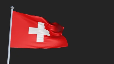 Switzerland - Loopable 3D flag animation with Alpha Channel and Transparency  Stock Footage