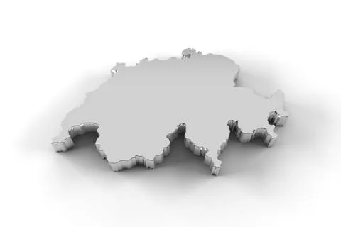Switzerland map 3D silver with clipping path Illustrazione stock