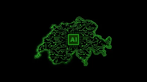 Switzerland Map AI Chipset Technology Opener Vídeo Stock 337082312
