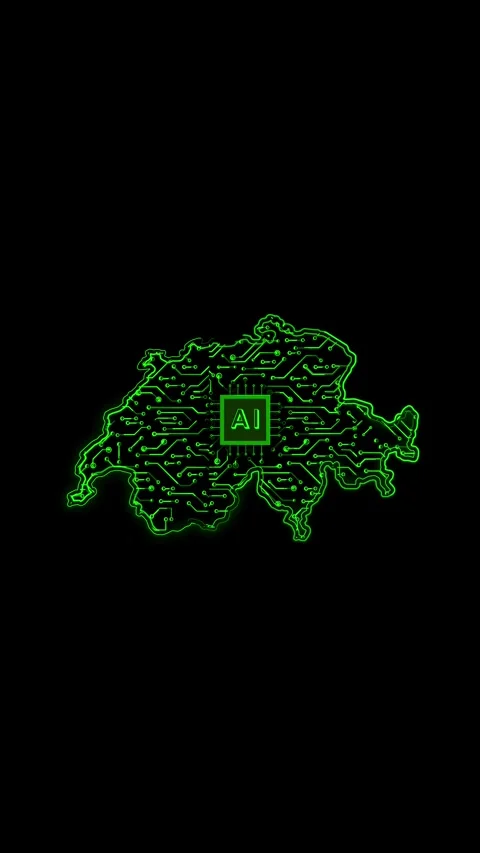Switzerland Map AI Chipset Technology Opener Stock-Footage 337172830