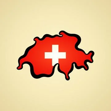 Switzerland - Map colored with flag Stock Illustration