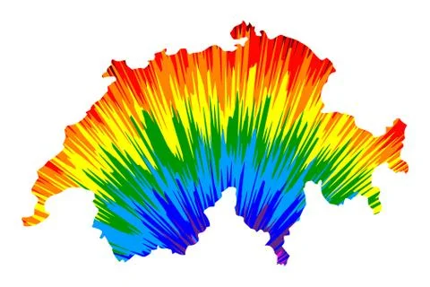 Switzerland - map is designed rainbow abstract colorful pattern Stock Illustration