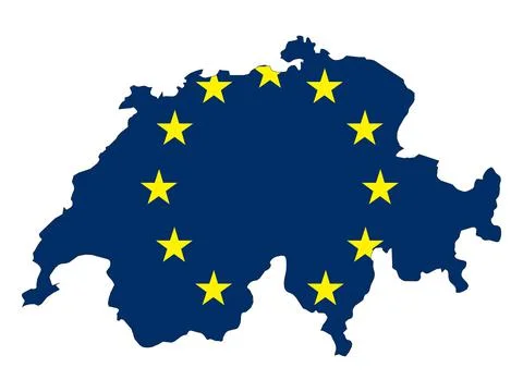 Switzerland map with EU flag Stock Illustration
