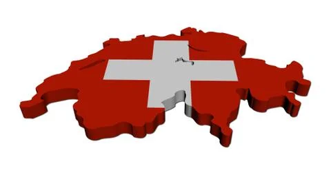 Switzerland map flag 3d render on white illustration Stock Illustration