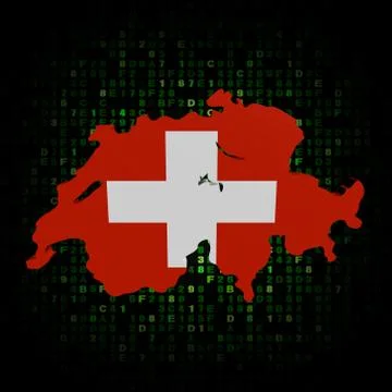 Switzerland map flag on hex code illustration Stock Illustration