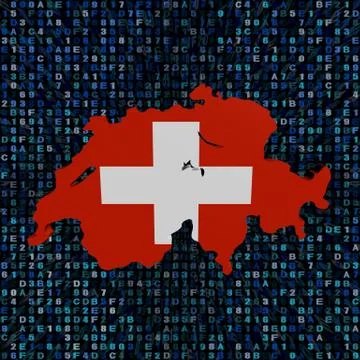 Switzerland map flag on hex code illustration Illustrazione stock