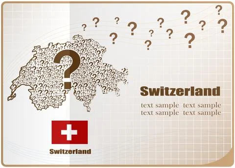 Switzerland map flag made from question mark. Stock Illustration