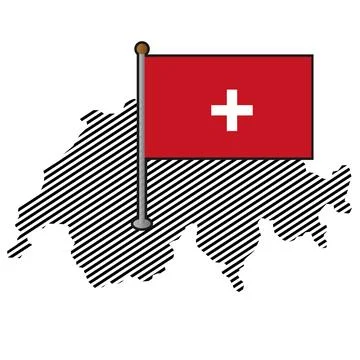 Switzerland map with flag. Vector Stock Illustration