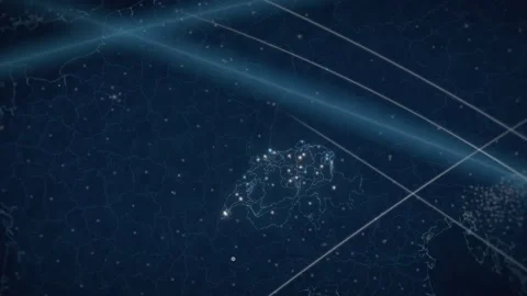 Switzerland Map With Glowing City Lights And Data Network Seen From Orbit Stock Footage 343401690