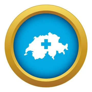 Switzerland map icon blue vector isolated Stock Illustration