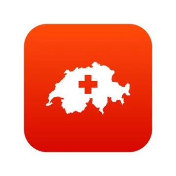 Switzerland map icon digital red Illustrazione stock