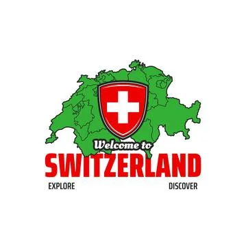 Switzerland map icon. Vector emblem coat of arms Stock Illustration