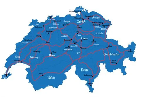 Switzerland map isolated Stock Illustration