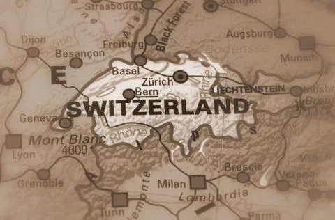 Switzerland on a map Stock Photos