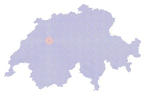 Switzerland map radial dot pattern Illustrazione stock