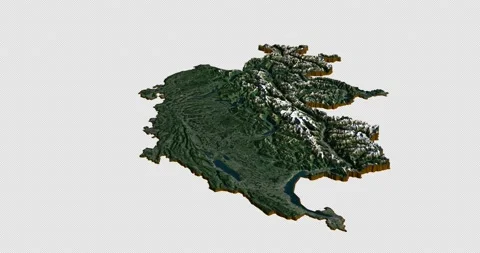 Switzerland map rotate 360 loop ccw with 3d relief 4K satellite ground height Stock Footage 214324818