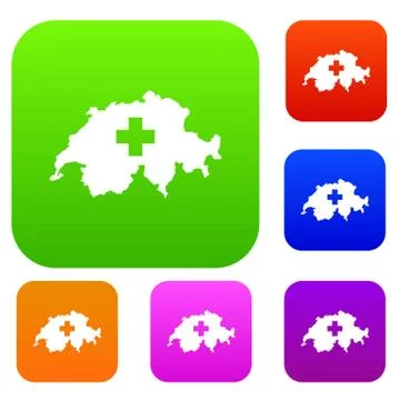 Switzerland map set collection Illustrazione stock