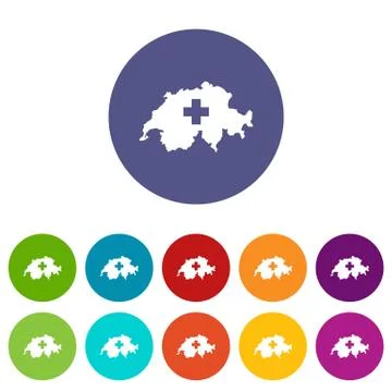 Switzerland map set icons Illustrazione stock