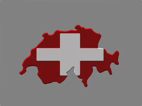 Switzerland map vector and flag on grey background Stock Illustration