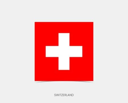 Switzerland Rectangle flag icon with shadow. Illustrazione stock