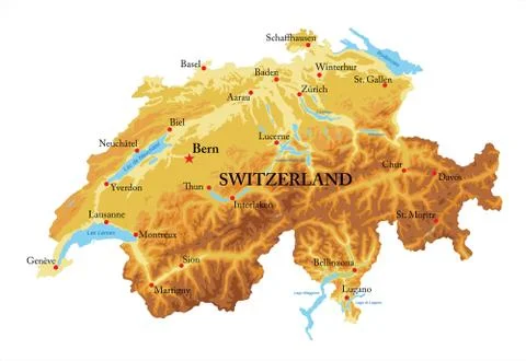 Switzerland relief map Stock Illustration