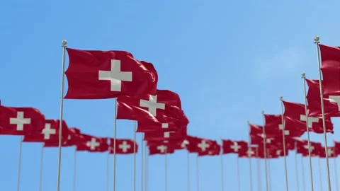 Switzerland Row Of Flags Animation Vídeo Stock 148797291