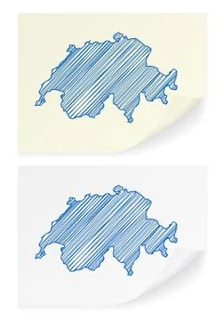 Switzerland scribble map 스톡 일러스트