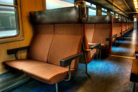 Switzerland, Seats in empty train Stock Photos