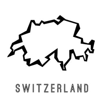 Switzerland simple vector map outline. Country shape sharp polygonal geometri Stock Illustration