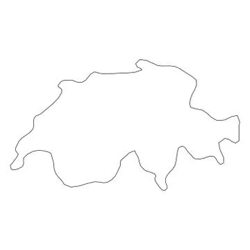 Switzerland - solid black outline border map of country area. Simple flat vector 스톡 일러스트