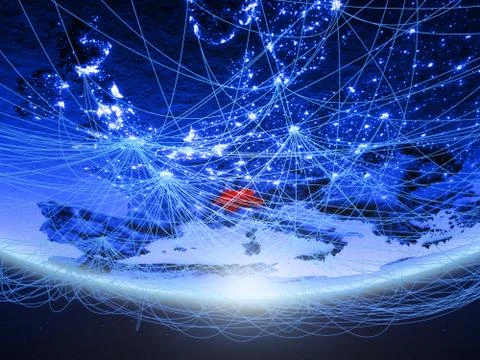 Switzerland from space with network Illustrazione stock