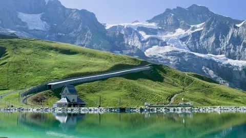 Switzerland spectacular mountain reflection in an alpine lake in switzerland Stock Footage 343539444