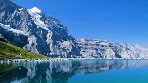 Switzerland stunning mountain reflection in a pristine alpine lake Stock Footage 343539351