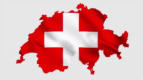 Switzerland waving flag map with alpha channel and seamless loop Stock Footage 155351522