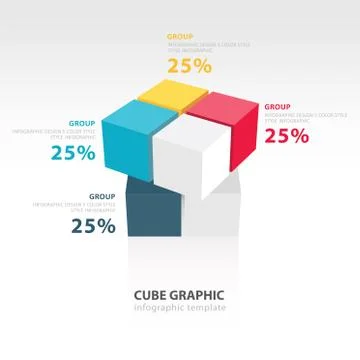 Swivel cube infographic template  4 color Stock Illustration