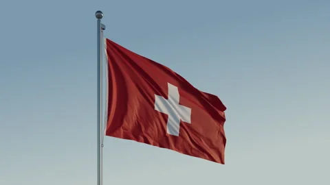 Swizerland Flag: Cinematic Loopable Motion with Blue Sky in 4K ProRes 422 HQ Stock Footage 267462567