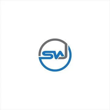 SWJ Letter monogram Initial flat Unique modern flat abstract logo design. S.. Stock Illustration