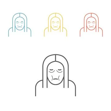 Swollen face line icon Stock Illustration